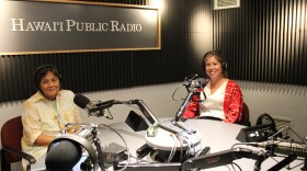 CEO of Child and Family Service Amanda Pump, right, with The Conversation's host Catherine Cruz.