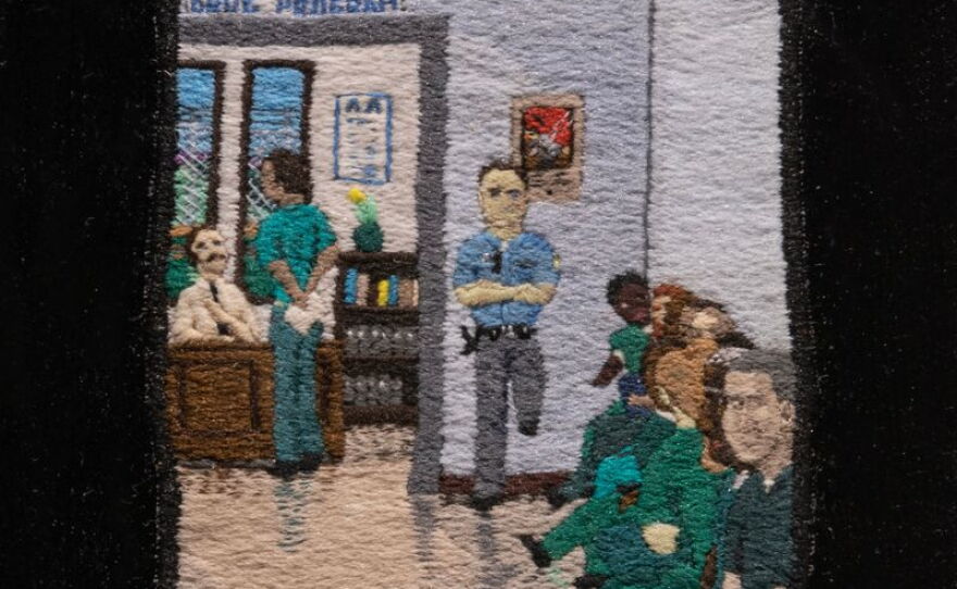 "Waiting for the Man," sock threads, 1997. Courtesy of Bob Rennie