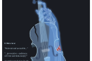 Promotional image for the opera showing an x-ray of a broken arm holding a cracked violin
