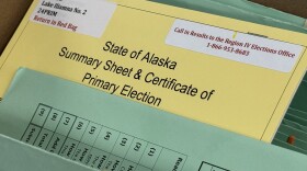 A summary sheet is seen during ballot review on Tuesday, Aug. 27, 2024, at the headquarters of the Alaska Division of Elections in Juneau.