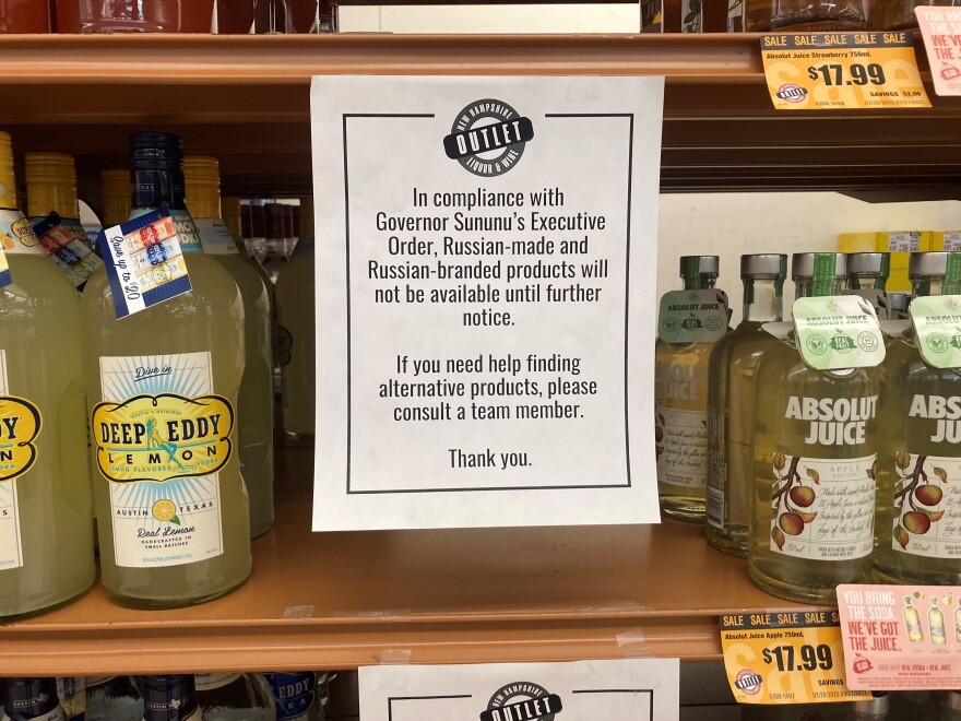 a sign at liquor story announcing ban