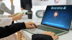 Generative AI virtual assistant screen on a laptop