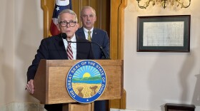 Gov. Mike DeWine and House Speaker Matt Huffman (R-Lima) on Dec. 19, 2025.
