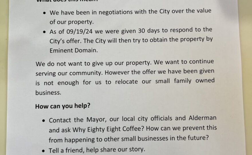 As posted at Eighty Eight Coffee Co., an appeal to customers to support the family's effort to save their business.