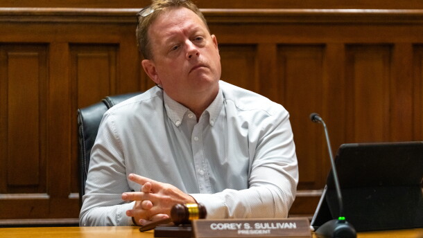 Winchester City Council President Corey Sullivan, a Republican, at a council meeting on October 13, 2026.