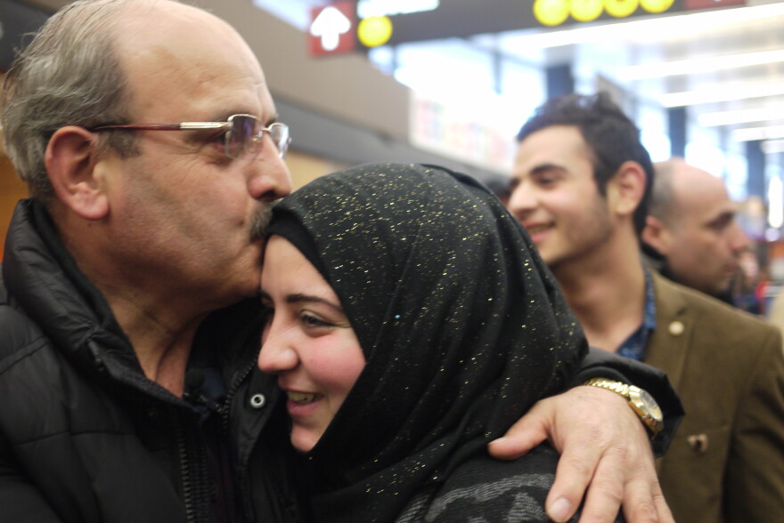 Ahmad Al Halabi and daughter, Jaidaa, reunite at Sea-Tac Airport.