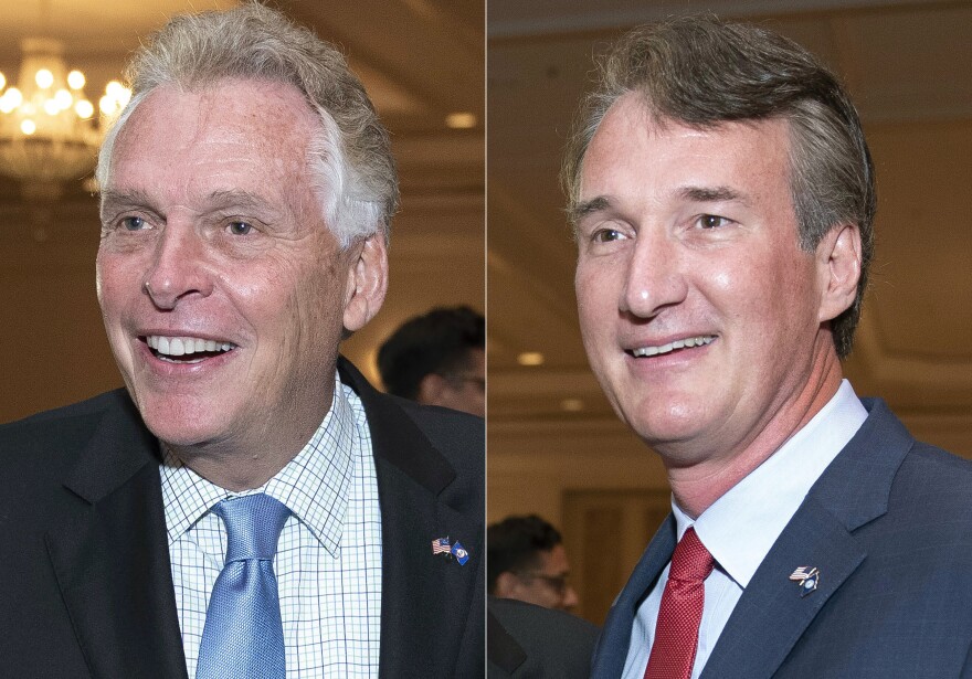 Democrat Terry McAuliffe left, and Republican Glenn Youngkin right