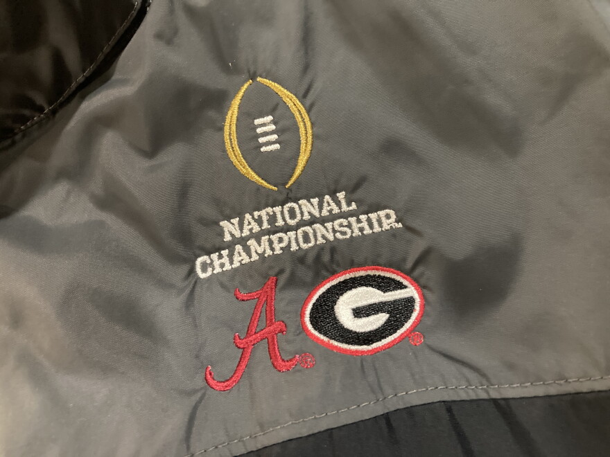 Commemorative jacket from the 2018 National Championship between Alabama and Georgia