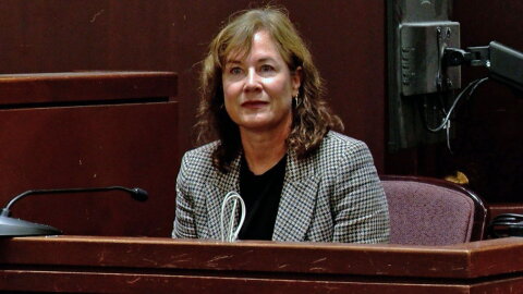 Department of Children and Family Services Director Heidi Mueller testifies in Sangamon County court on Thursday, Oct. 29, 2026.