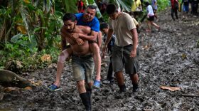 Migrants crossing the Darién Gap encounter treacherous conditions including deep mud, snakes and swamps.