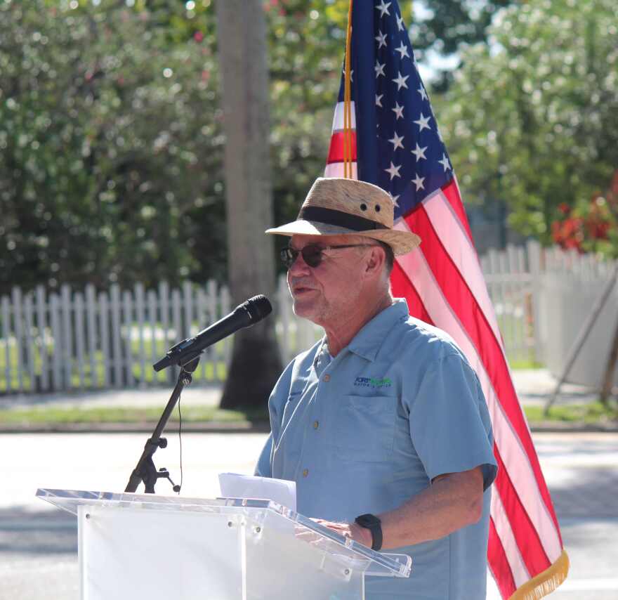 Fort Myers Mayor Kevin Anderson delivers speech commemorating Rachel at the Well's centenary.