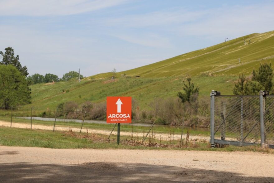 The entrance to the Arcosa Aggregates gravel pit in St. Helena Parish is directly beside the Tangipahoa Parish landfill, on April 6, 2024.
