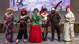 Cosplay finalists in gear and playing to the camera, Cherry Blossom Festival, 2025