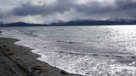Kachemak Bay waves roll into Homer on March 18, 2019.