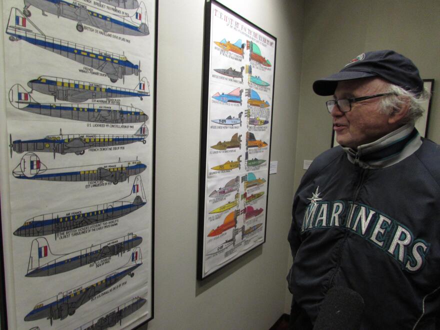 Blackstock surveys his work on the walls of the Washington Athletic Club. 