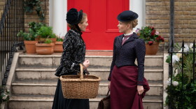 Shown from left to right: Cathy Belton as Ivy and Kate Phillips as Miss Scarlet