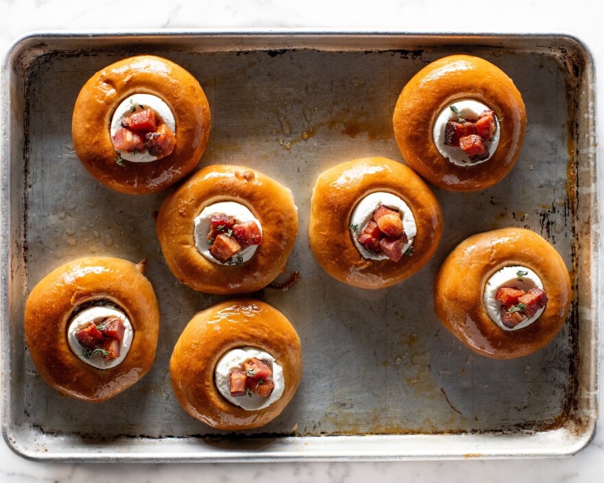 Cornflower Baked Goods makes a variety of pastries, including this milk bread roll with goat cheese, honey and lardon. The concept is currently popping-up around Kansas City, but will soon open a storefront in Leawood.
