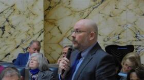 Del. David Fraser-Hidalgo speaks in favor of his bill to lower utility bills on Wednesday on the House floor in Annapolis, Md.