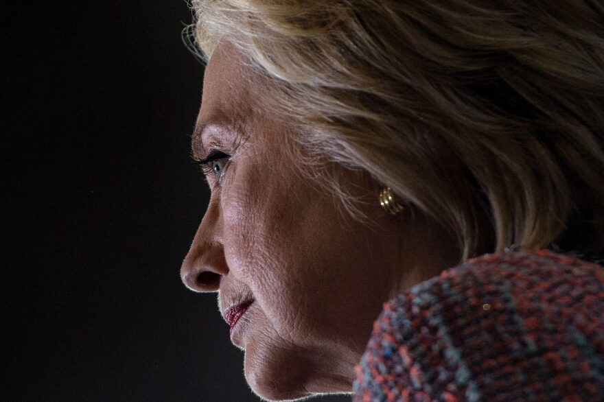 Hillary Clinton pauses while speaking during a campaign rally in September 2016 in Greensboro, N.C. (Brendan Smialowski/AFP/Getty Images)