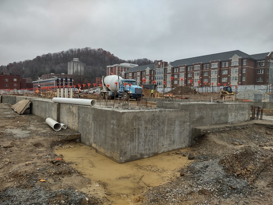 The new residence hall on the former site of Normal Hall is still in early phases of construction.