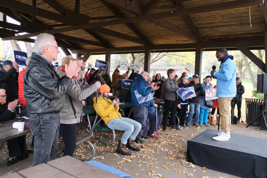 Wisconsin Democratic Gubernatorial Candidate David Crowley and other democrats on the ballot make a stop at Hodag Park in Rhinelander on Tuesday, October 27, 2026 to encourage people to get out and vote.