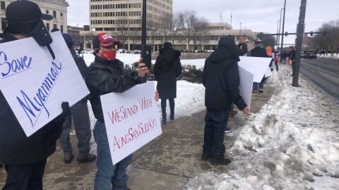 Fort Wayne is home to a large population of Burmese immigrants, seen here demonstrating against Myanmar's military junta in 2021.