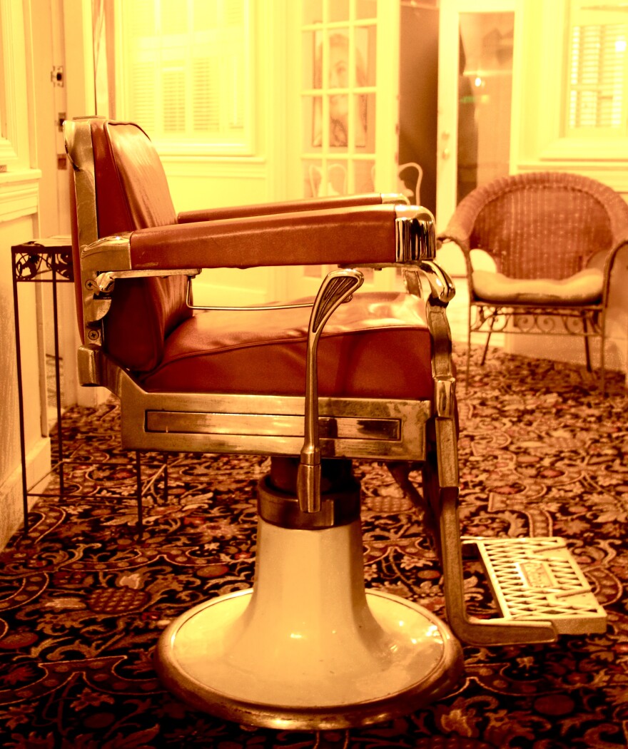 Barber chair from Al Capone era at the historic Arlington Hotel in Downtown Hot Springs, Arkansas.