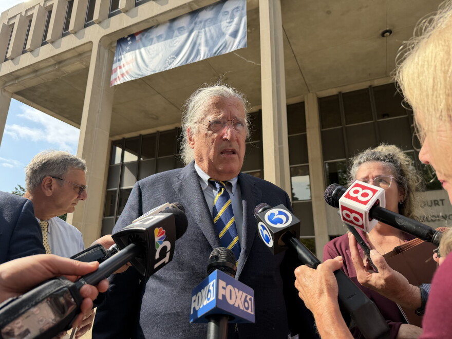 Norm Pattis, Diamantis' lawyer, speaks outside of federal court on Thursday, September 17.