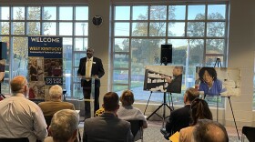 WKCTC President Anton Reece speaks before the audience at the campaign launch.