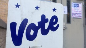 A voting sign outside of a polling location in Mesilla Park, New Mexico.