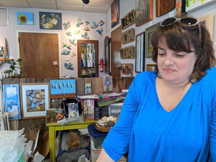 Sara Gress is owner of North Carolina Crafts Gallery in Carrboro. She says the week before UNC Chapel Hill went on spring break included some of her worst sales days to date.