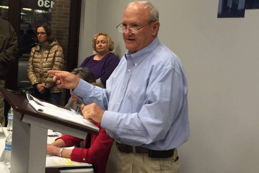 State Sen. Luke Kenley answers questions during a town hall meeting in Carmel.