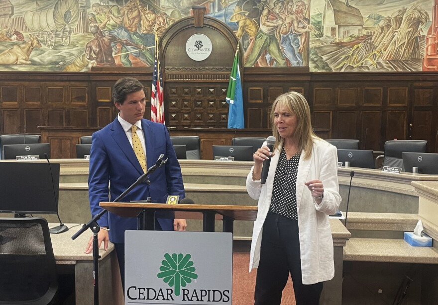 Joe Mitchell, regional administration for the U.S. Department of Housing and Urban Development, visited Cedar Rapids July 15. Cedar Rapids Community Development Director Jennifer Pratt spoke about the city's recovery efforts from natural disasters.