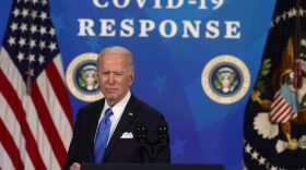 U.S. President Joe Biden speaks during an event with the CEOs of Johnson & Johnson and Merck in Washington, D.C.