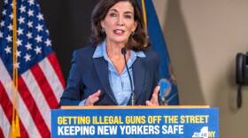 May 25, 2022- East Greenbush, NY- Governor Kathy Hochul delivers remarks at meeting of The Interstate Task Force on Illegal Guns and hold a press briefing at New York State Intelligence Center (Darren McGee/ Office of Governor Kathy Hochul)