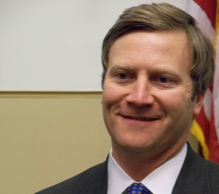 Newly appointed Sen. Greg Brower (R) poses for pictures after being chosen by the Washoe County Commission to replace retired
