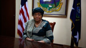 Liberian president Ellen Johnson-Sirleaf sits for a portrait before an NPR interview at the Ministry of Foreign Affairs in Monrovia.