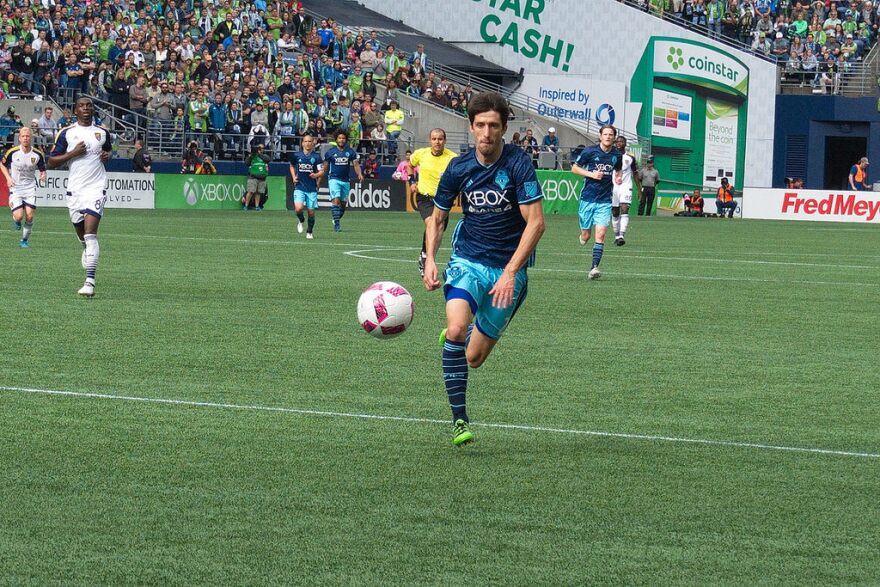 Seattle Sounders midfielder Alvaro Fernandez plays at Century Link Field in Seattle on October 23, 2016.Seattle Sounders midfielder Alvaro Fernandez plays at Century Link Field in Seattle on October 23, 2016.
