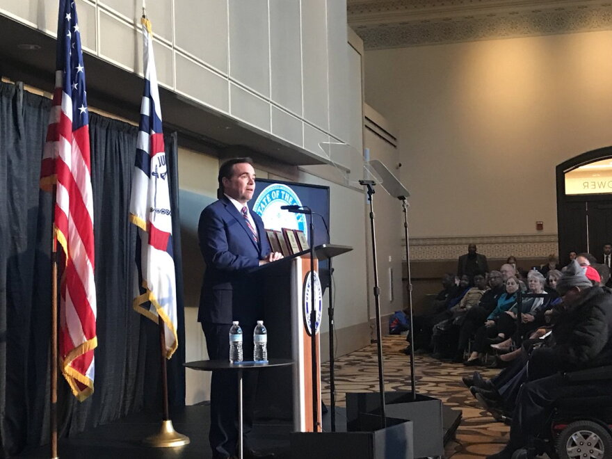 Cincinnati Mayor John Cranley giving his State of the City Address at Music Hall.