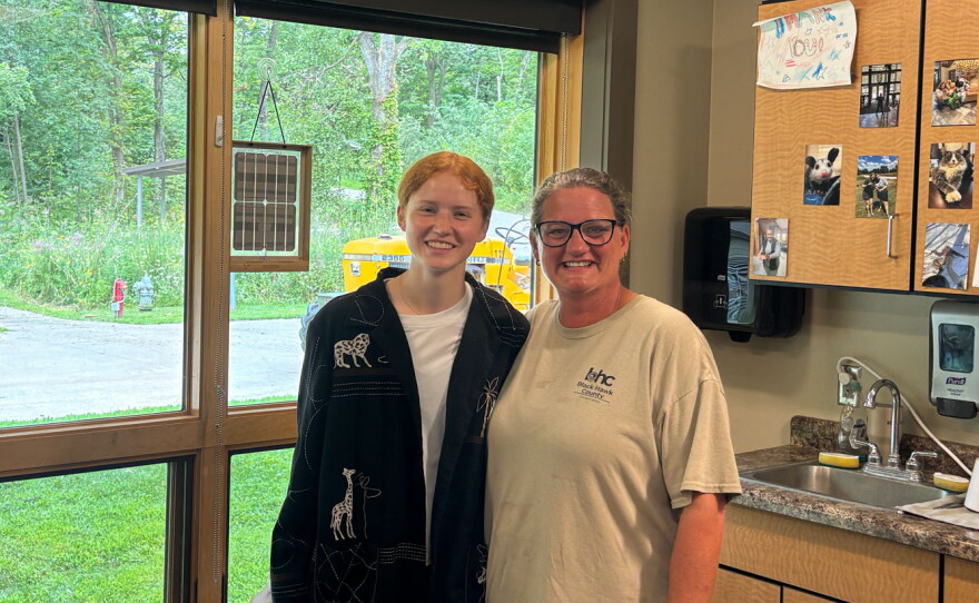 Sophie Vandersee, left, led the Hartman Reserve's salamander study over the summer. Amy Davison, right, is the Nature Center Manager at the reserve, which is a Black Hawk County Conservation park.