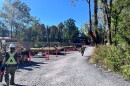 Kiewit workers are working on a site along the Virginia Creeper Trail outside Damascus.