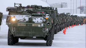 Stryker vehicles like these and other Army rigs will be moving in convoys on the Richardson Highway from Fort Wainwright to a big field-training exercise in the Donnelly Training Area and back throughout March.
