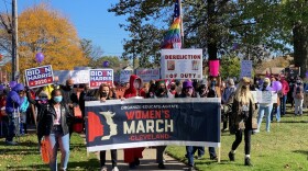 Hundreds of people marched through Lee-Harvard on Saturday during the 2020 Women's March