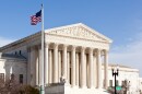 Facade of US Supreme court in Washington DC on sunny day