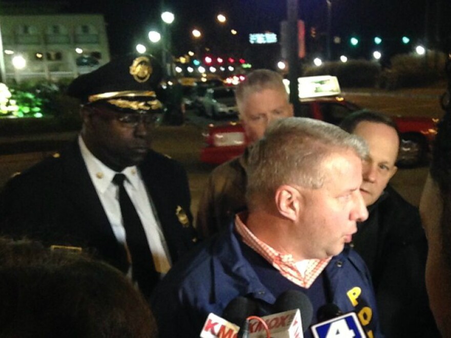 St. Louis Metropolitan Police Chief Sam Dotson is joined by, from left Major John Hayden, Jeff Roorda with the police union, and Mayor Francis Slay as he speaks to the press about the shooting of an officer on Nov. 20, 2016.