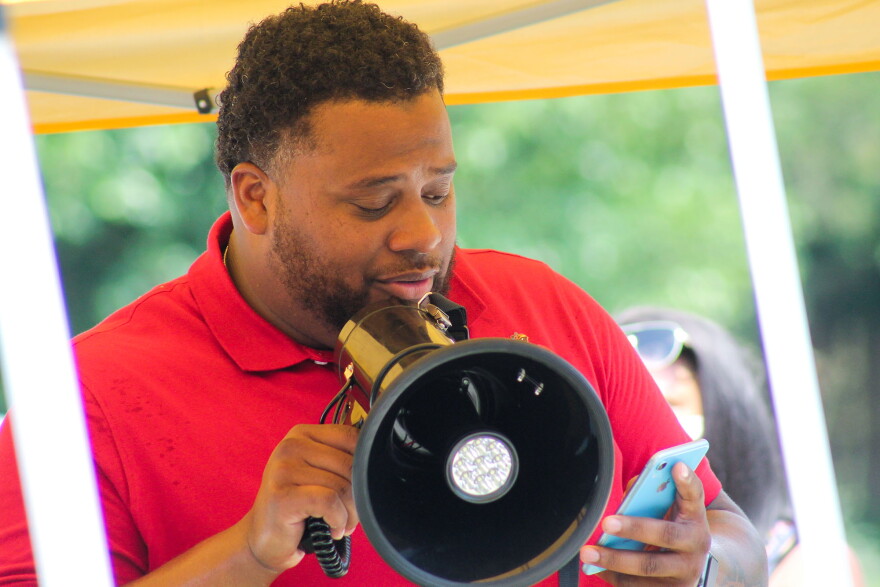 Aaron Green addressed the demostration. He said he hopes people who are willing to have hard conversations about race show up to be uncomfortable and grow.