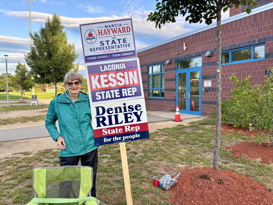 Democrat Hazel Zimmer, 84, of Laconia, was at the polls in Laconia