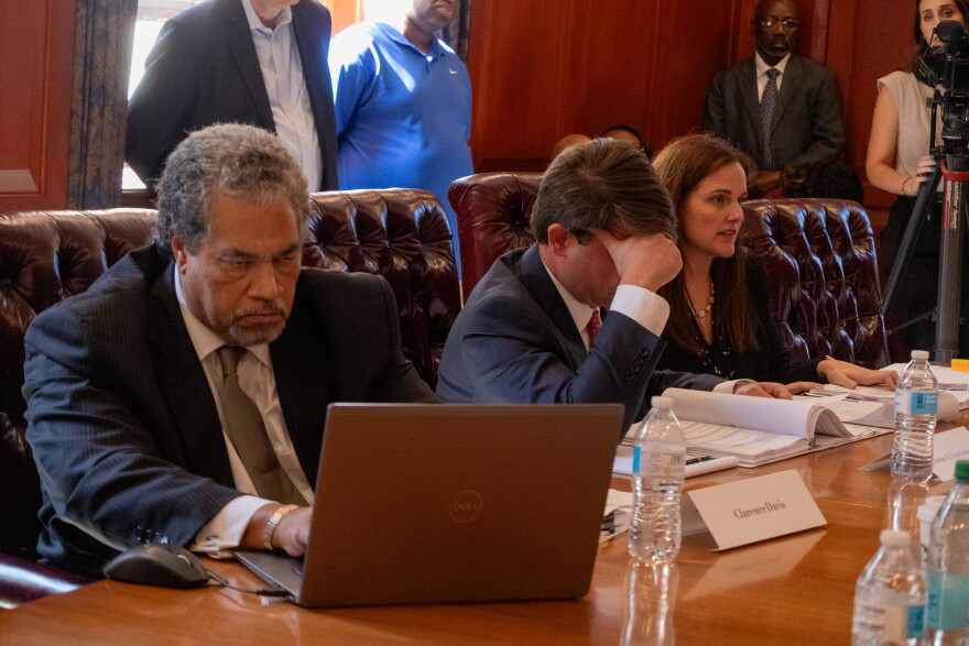 Panel members Clarence Davis (left), Thomas Limehouse Jr. (middle) and Adair Boroughs (right) questioned different parties for about 4 hours at Monday's hearing.