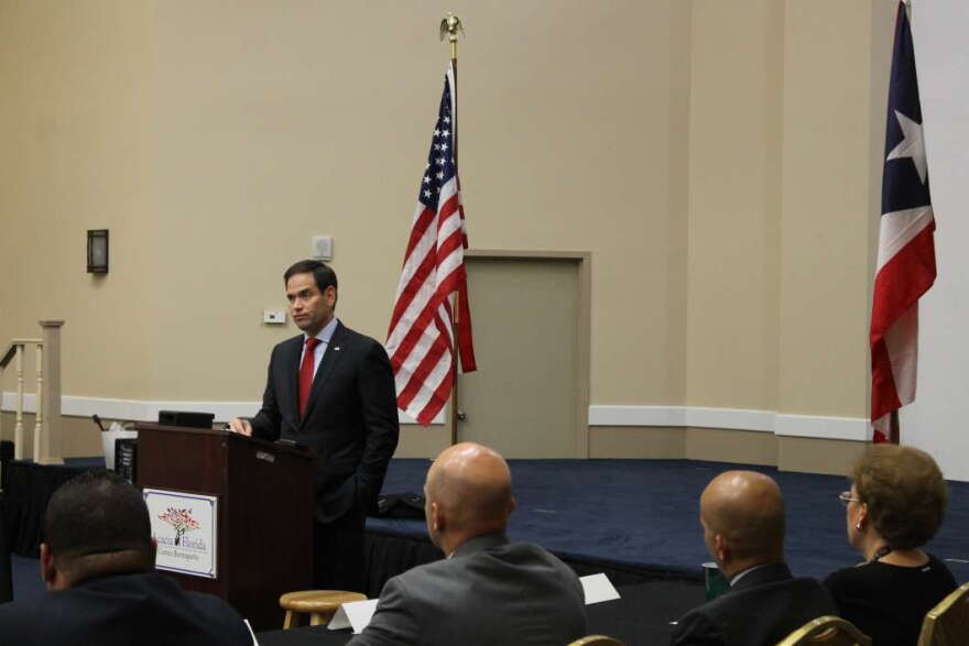 Sen. Marco Rubio addresses a round table discussion on Puerto Rico in Orlando. Photo: Matthew Peddie, WMFE