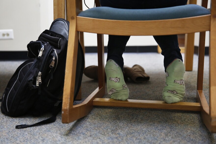 Arbacher gets comfortable studying during fall semester finals at Columbia.